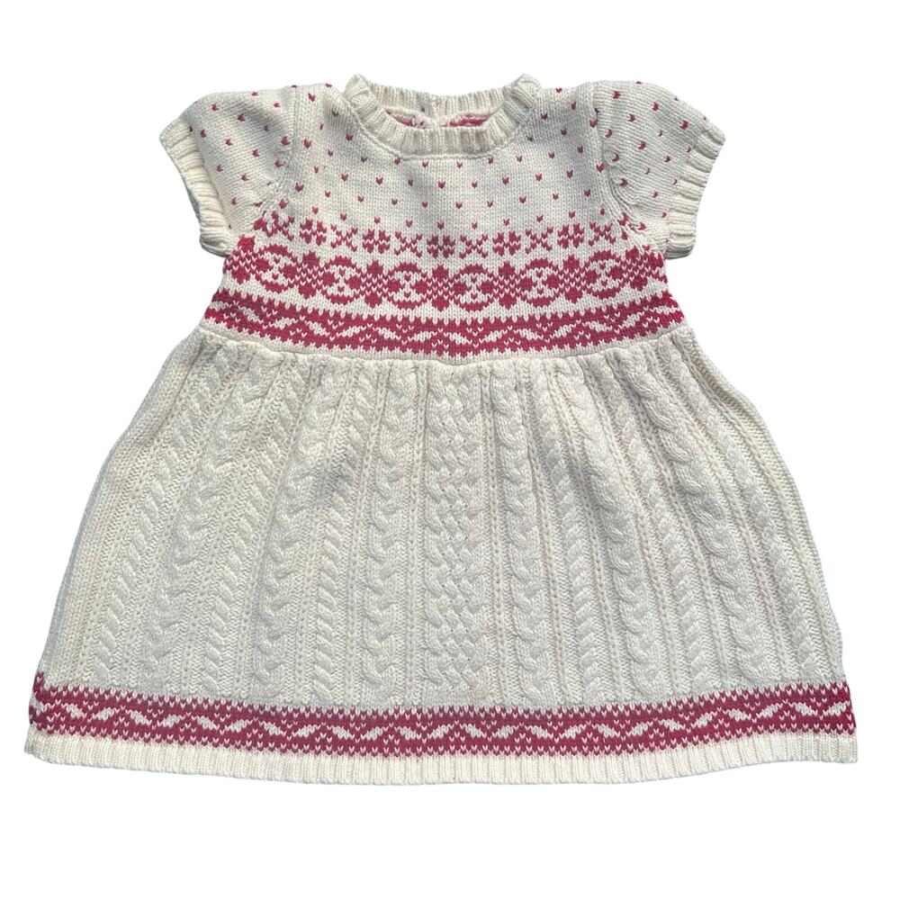 Jingles & Joy Red and White Knit Dress Infant 6 - 9 Months Christmas Holiday